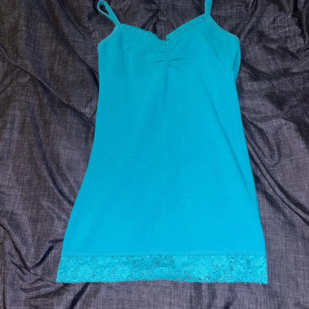 Elegant Blue Lace-Trimmed Camisole